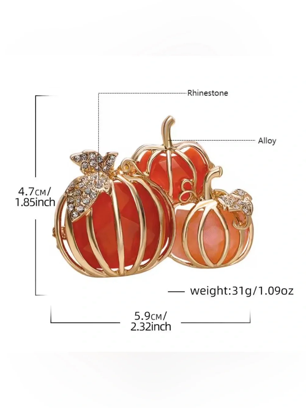Orange Pumpkin Trio Brooch - Women Jewelry